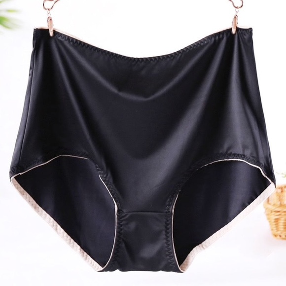 Midnight Black High waist slippery Satin Panties. - Picture 1 of 6